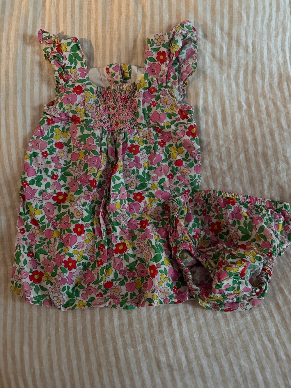 Boden Pink Green Yellow Floral Sundress with Bloomers